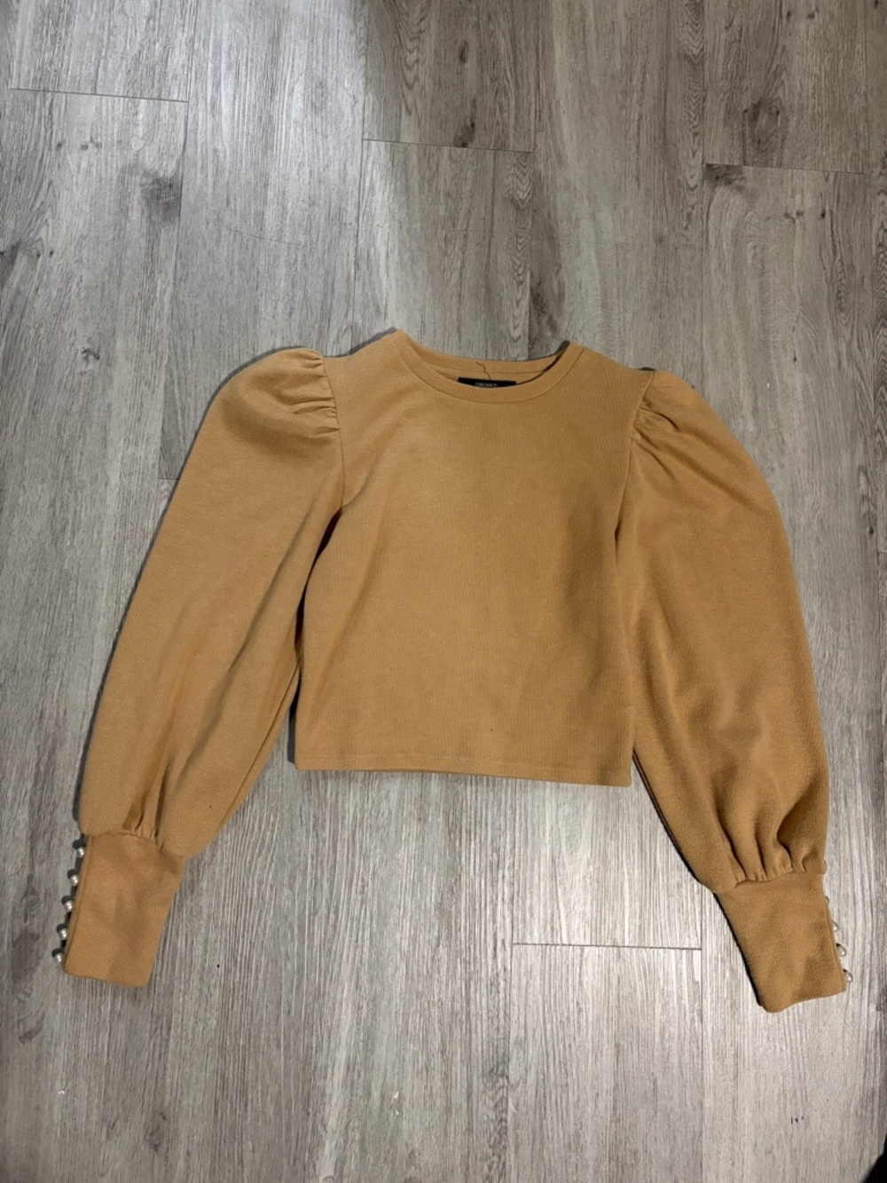 Womens Puff-Sleeve Cropped Sweater